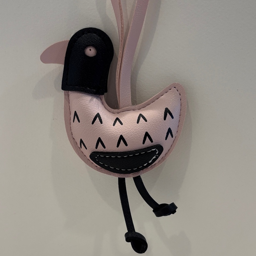 Pink and Black Leather Bird Bag Charm Key Chain Bag Charm New